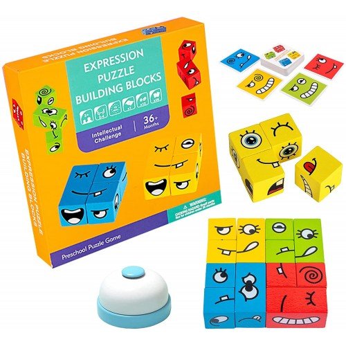 Expression Puzzle Building Blocks (Great Educational Toy for Kids)